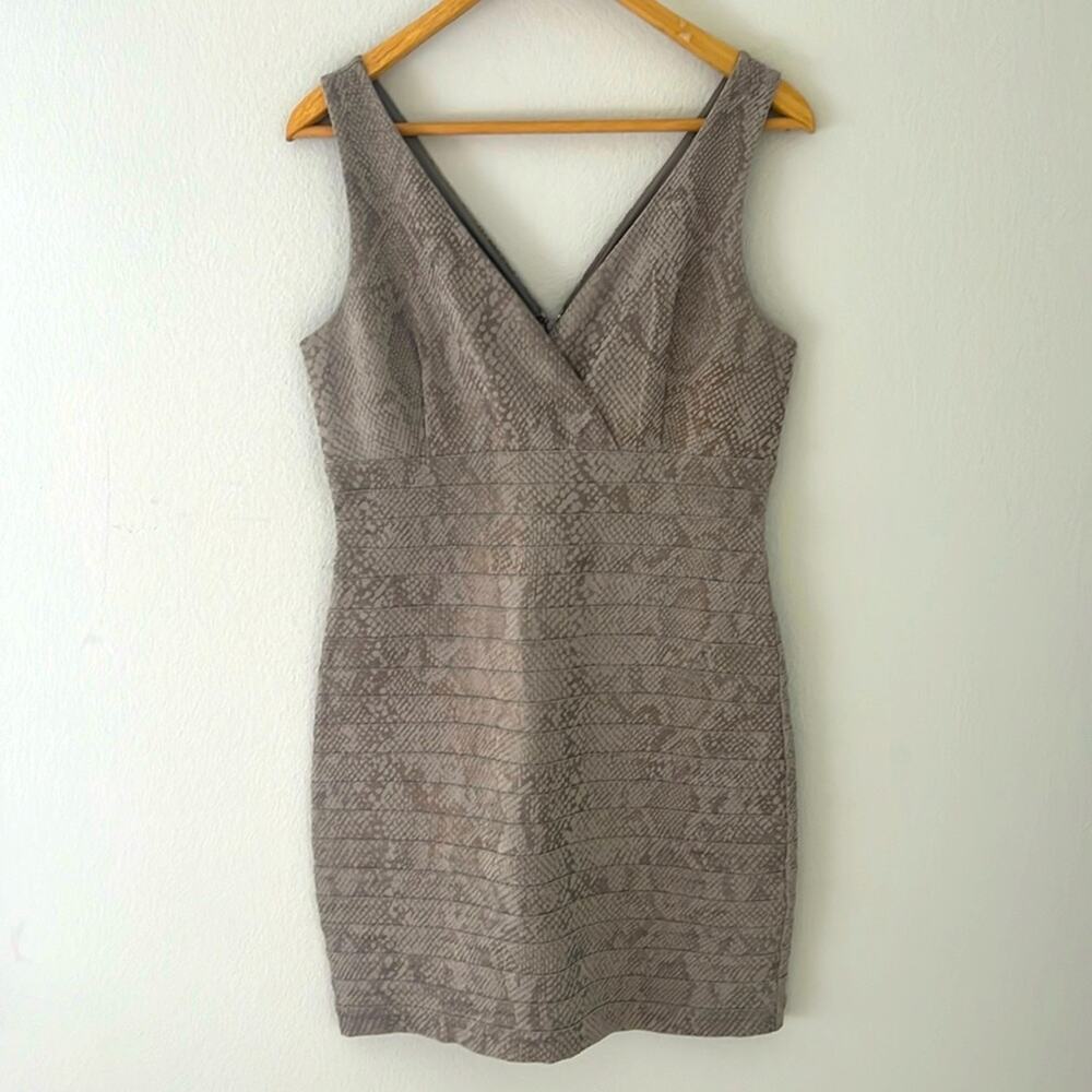 NWT Express Bodycon Vneck Snakeskin Dress | Size Medium